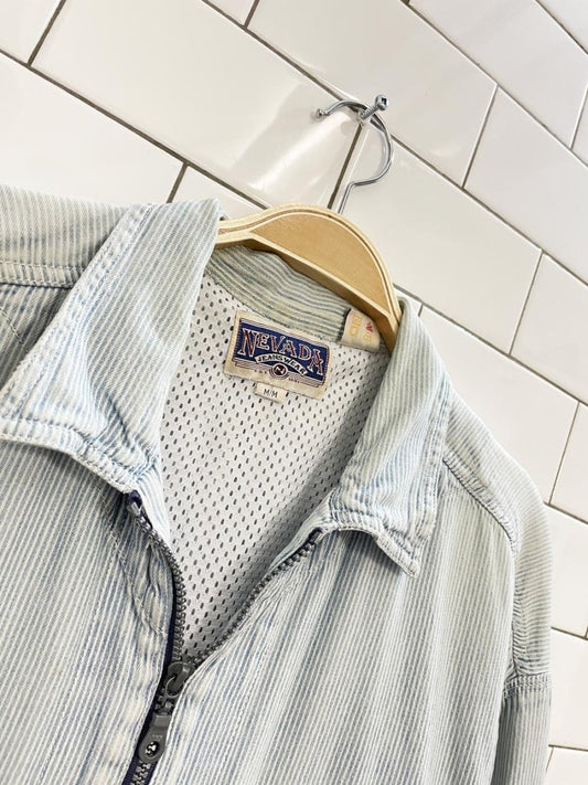 vintage 90s nevada striped denim zip jacket - good market thrift store