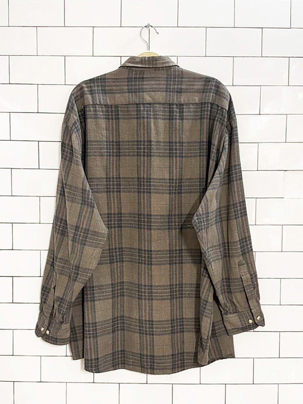 vintage 80s marks work warehouse plaid full button shirt
