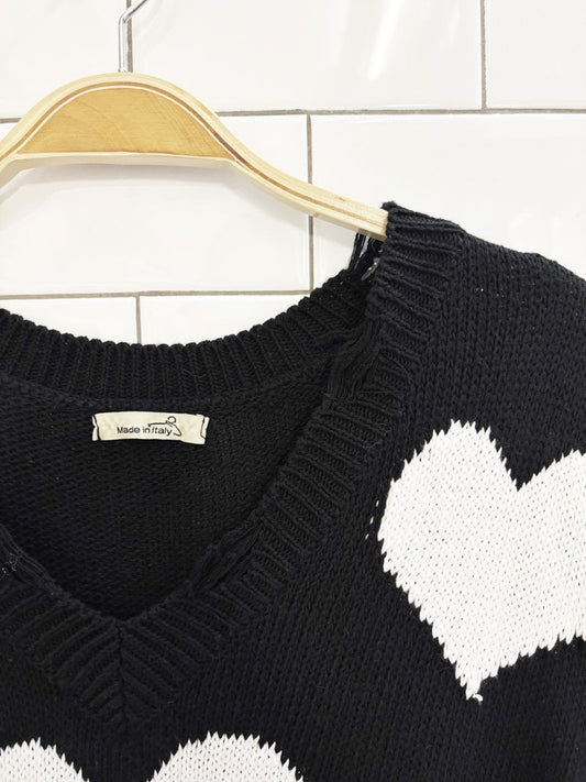 made in italy distressed knit heart sweater vest - good market thrift store