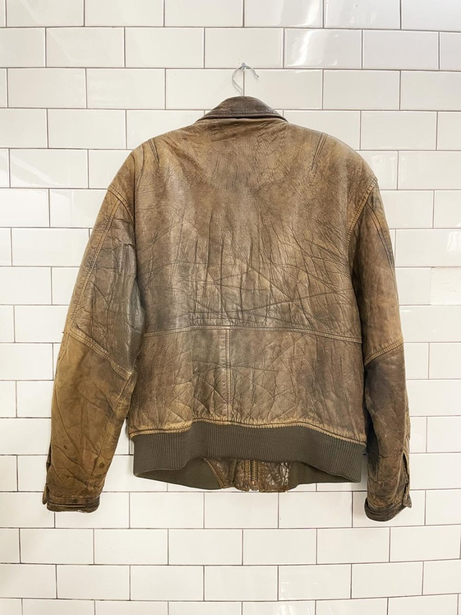 vintage moores distressed leather bomber jacket - good market thrift store