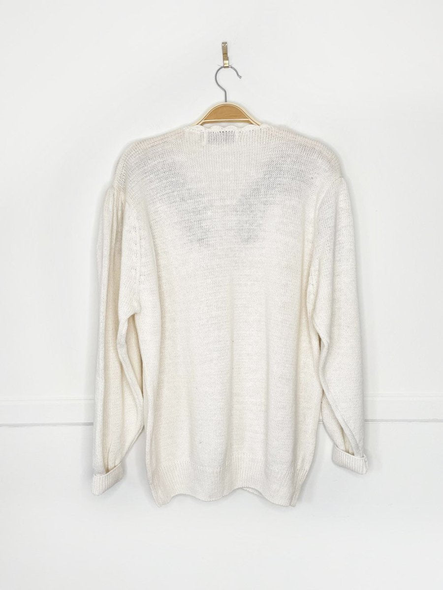 vintage 90s barbara sue flower embroidered knit cardigan - good market thrift store