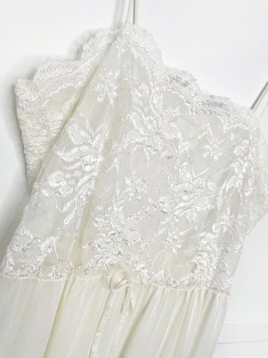 vintage 80s undercover wear lace top satin knit slip dress - good market thrift store