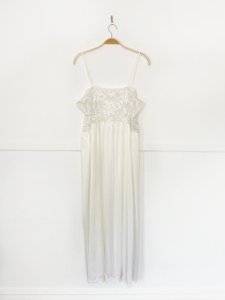 vintage 80s undercover wear lace top satin knit slip dress - good market thrift store