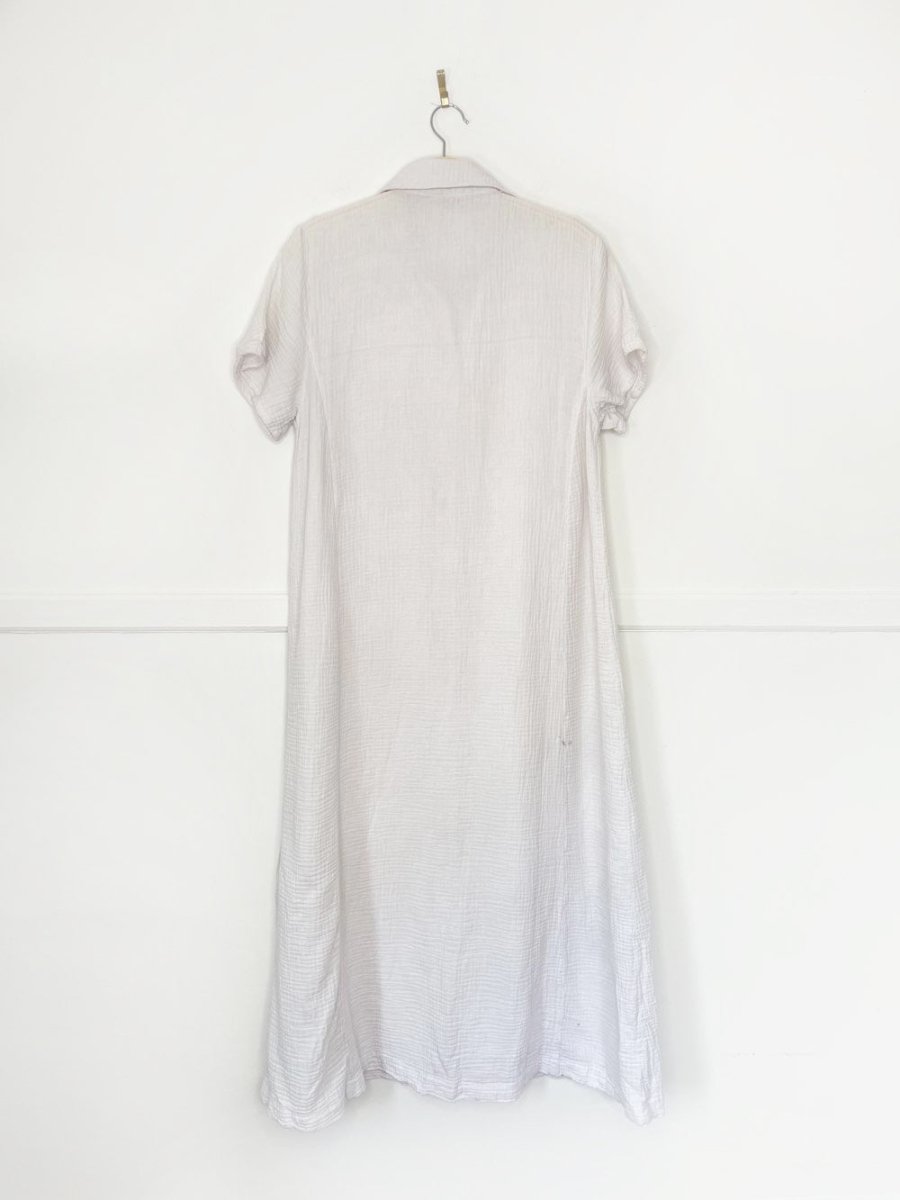gauze cotton full button maxi shirt dress - good market thrift store