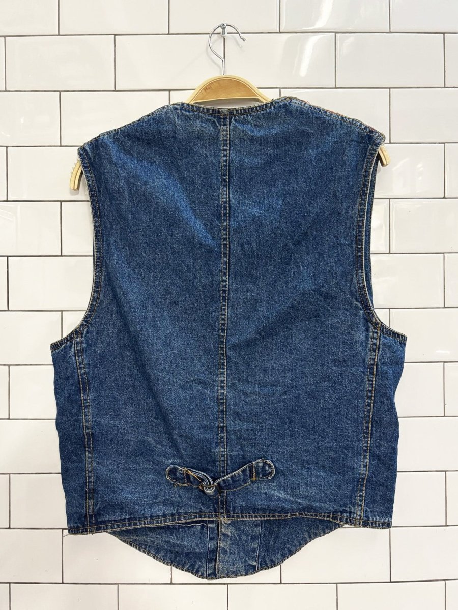 vintage 90s jean express western knit denim vest - good market thrift store