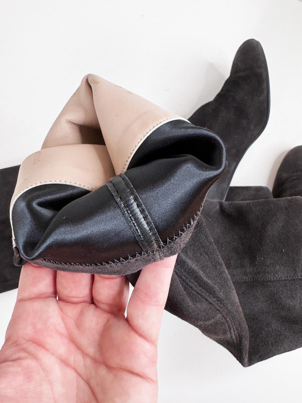 stuart weitzman OTK suede block heel tall boot | made in Spain