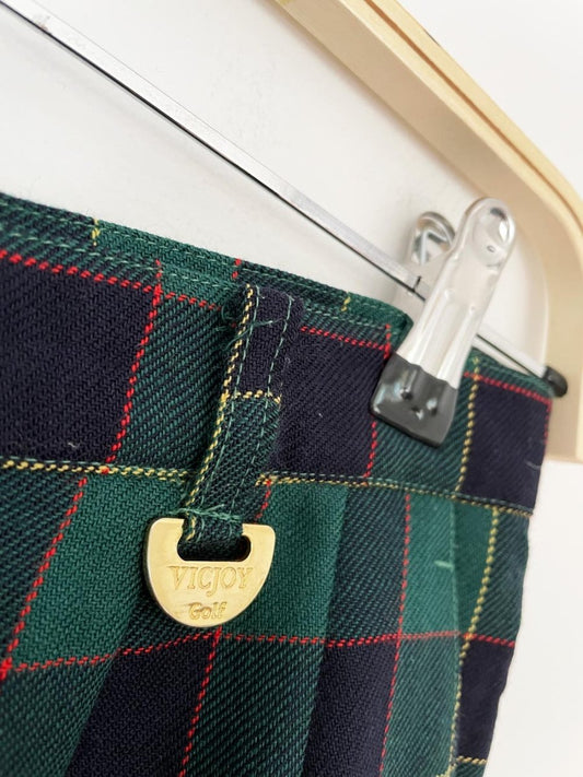 vintage vicjoy gold 100% wool plaid pleated long shorts - good market thrift store