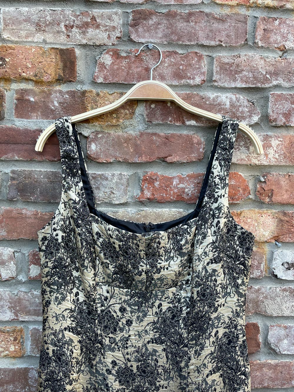 vintage 00s evan picone gold brocade dress