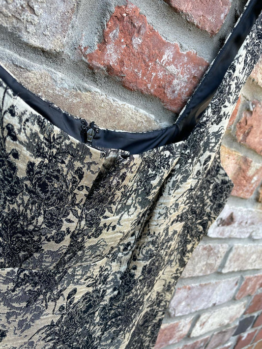 vintage 00s evan picone gold brocade dress