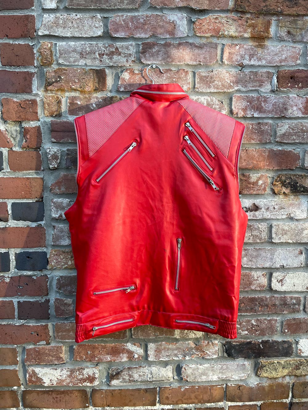 vintage 80s MJ beat it red biker puffer vest