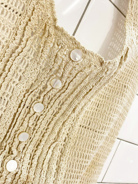 antique crochet knit tuxedo bib halter | handmade - good market thrift store