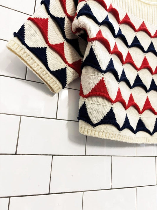 vintage 80s evan - picone wool - blend cropped sweater | made in japan - good market thrift store