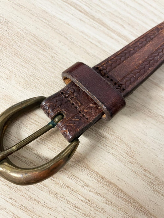 vintage 00s tabi tooled leather belt - good market thrift store