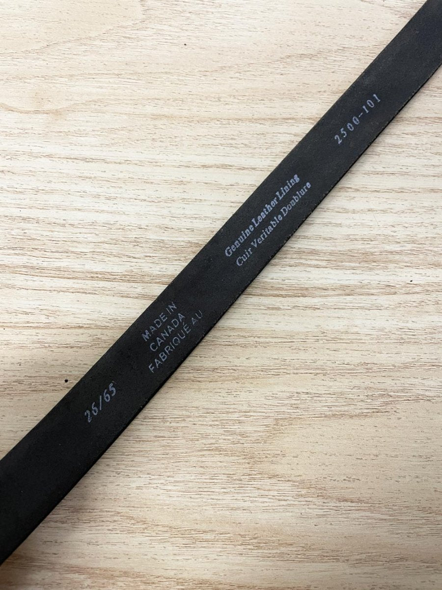 vintage leather belt w brass buckle | made in Canada - good market thrift store