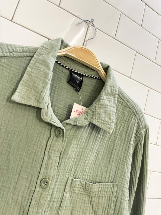 far west sage green gauze cotton shirt - good market thrift store