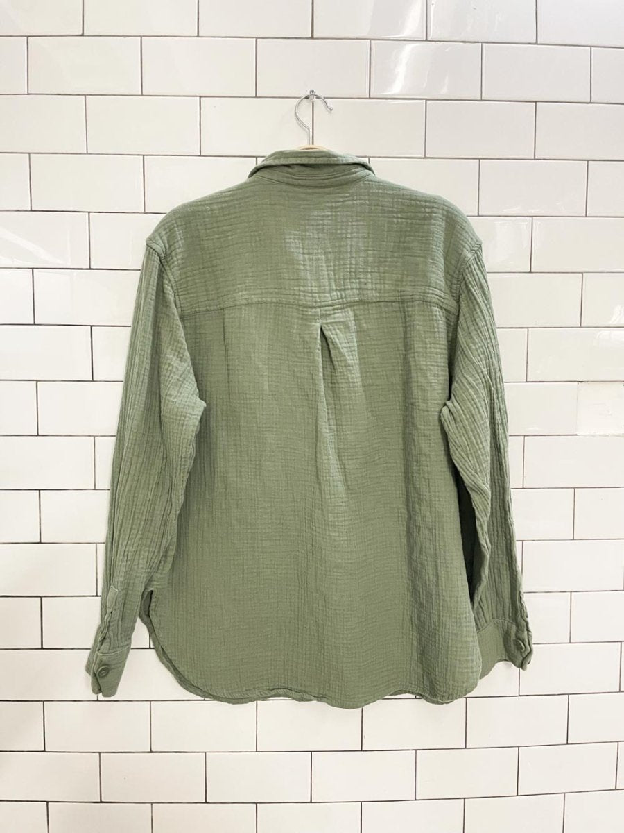 far west sage green gauze cotton shirt - good market thrift store