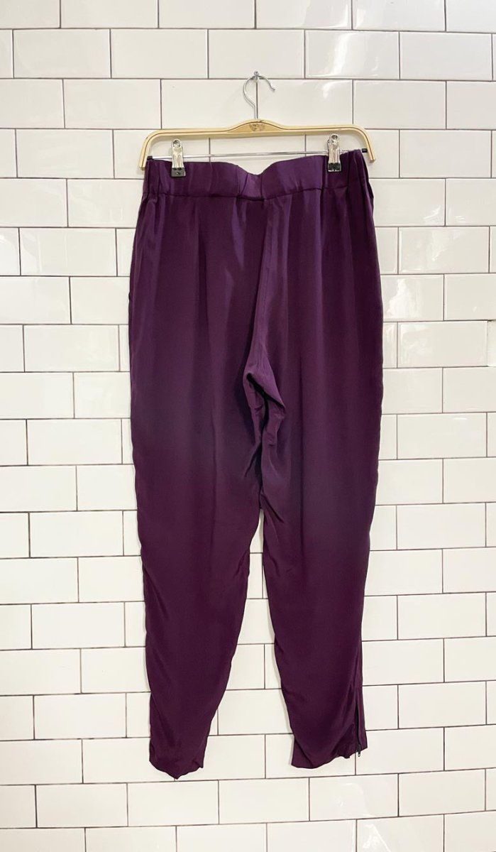 nicole briger 100% silk zip cuff trouser - good market thrift store