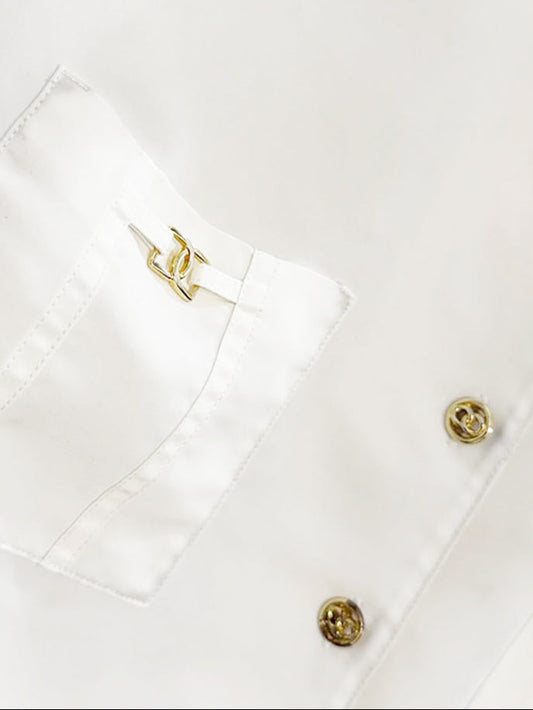 vintage la redoute gold button poly blouse