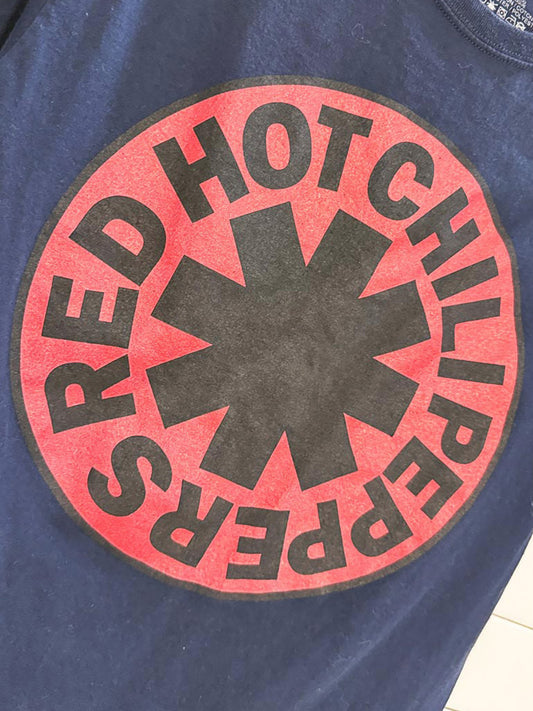 red hot chili peppers classic logo graphic band tee