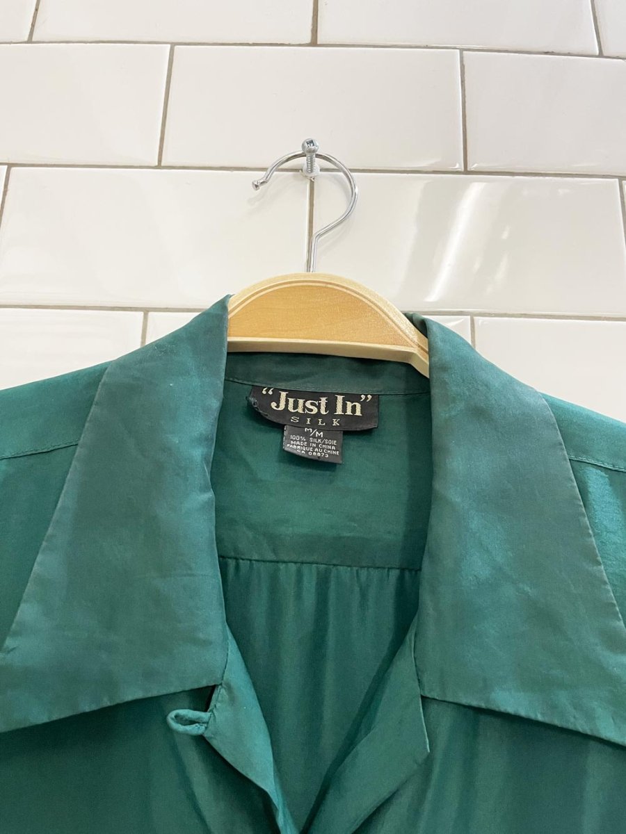 vintage just in 100% silk double pocket shirt - good market thrift store
