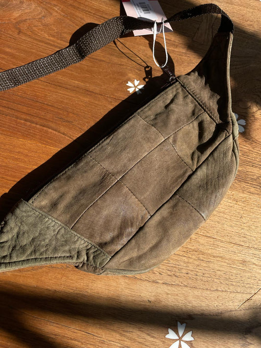 vintage brown nubuck leather belt bag