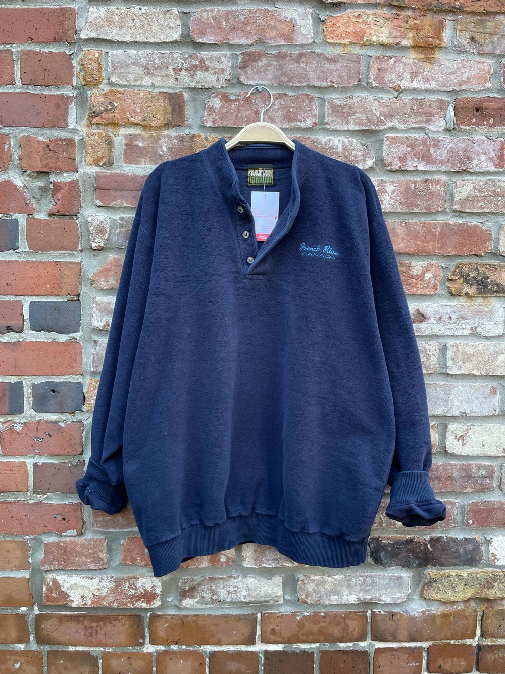 vintage french river reverse 1/4 button sweatshirt