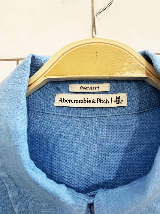 abercrombie linen-blend oversized boxy full button shirt