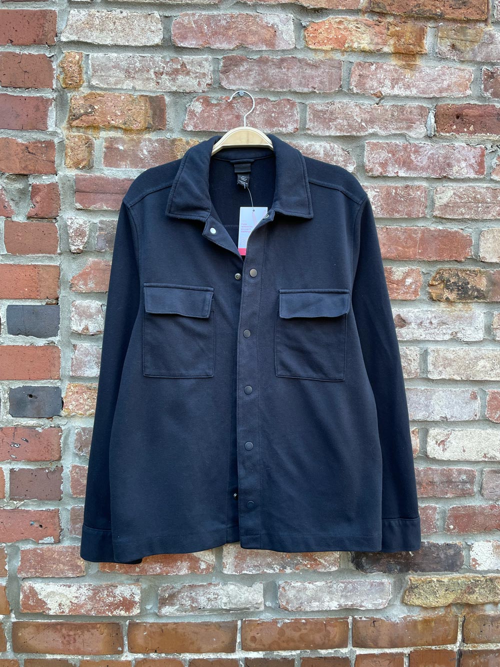 h&m back label snap button shirt jacket