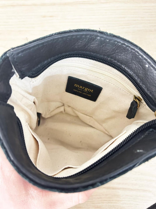 margot black leather fringe crossbody - good market thrift store