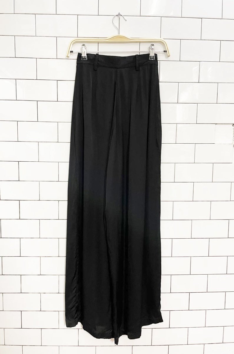 maison kohei pleated satin wide leg pants - good market thrift store