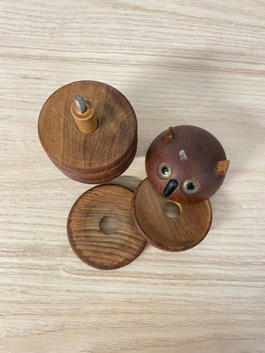vintage mid - century wood owl coaster set - good market thrift store