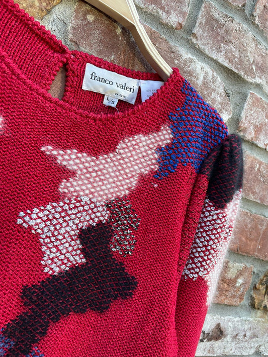 vintage franco valeri red knit sweater