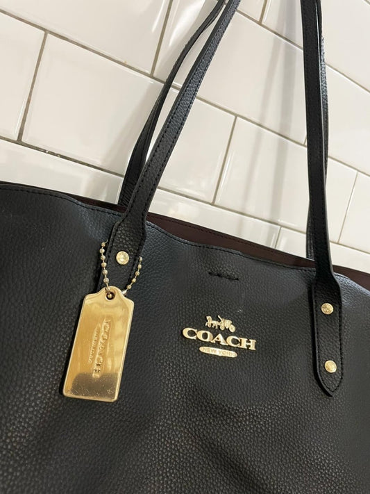 coach faux leather town tote - good market thrift store