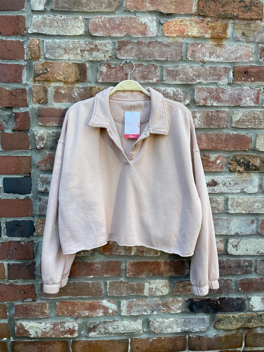 aerie 1/4 button wide crop sweatshirt