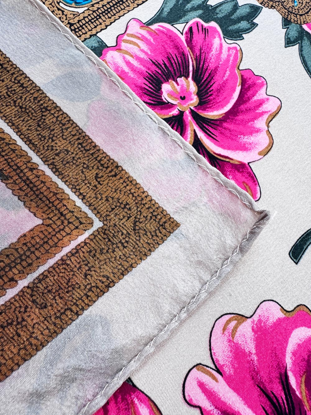 vintage bill blass 100% silk floral square scarf