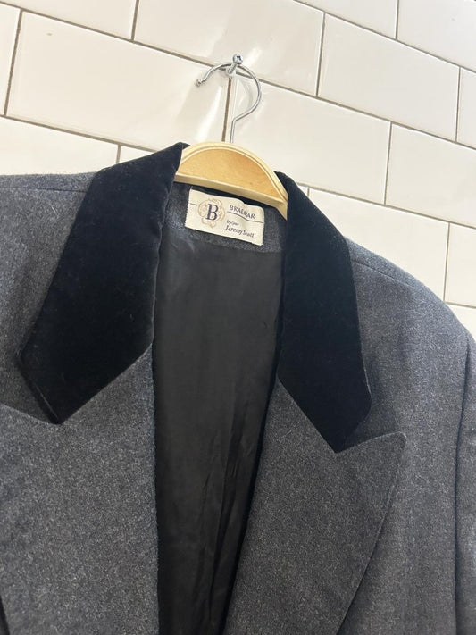 vintage 80s braemar velvet trim wool blazer - good market thrift store