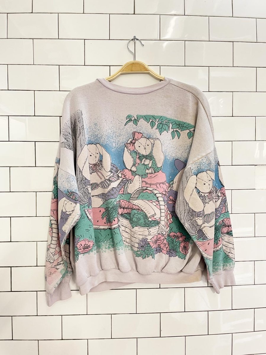 vintage 90s bunny picnic graphic sweatshirt - good market thrift store