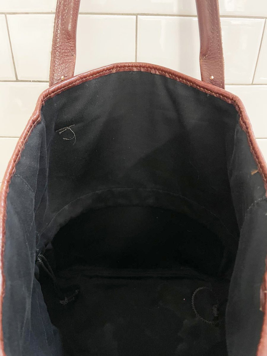 vintage woven leather buckle strap shoulder tote - good market thrift store