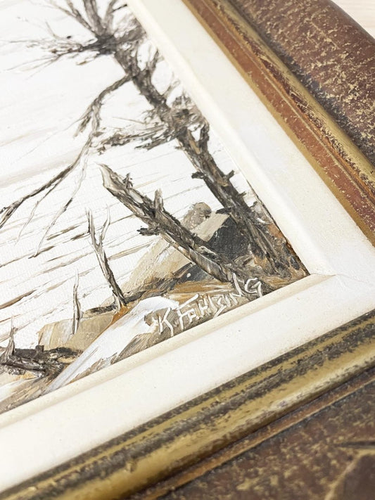 vintage k fahlsin winter scene framed oil painting | canadian artist - good market thrift store