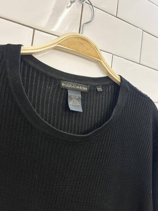 vintage 90s kevoman silk oversized ribbed sweater - good market thrift store