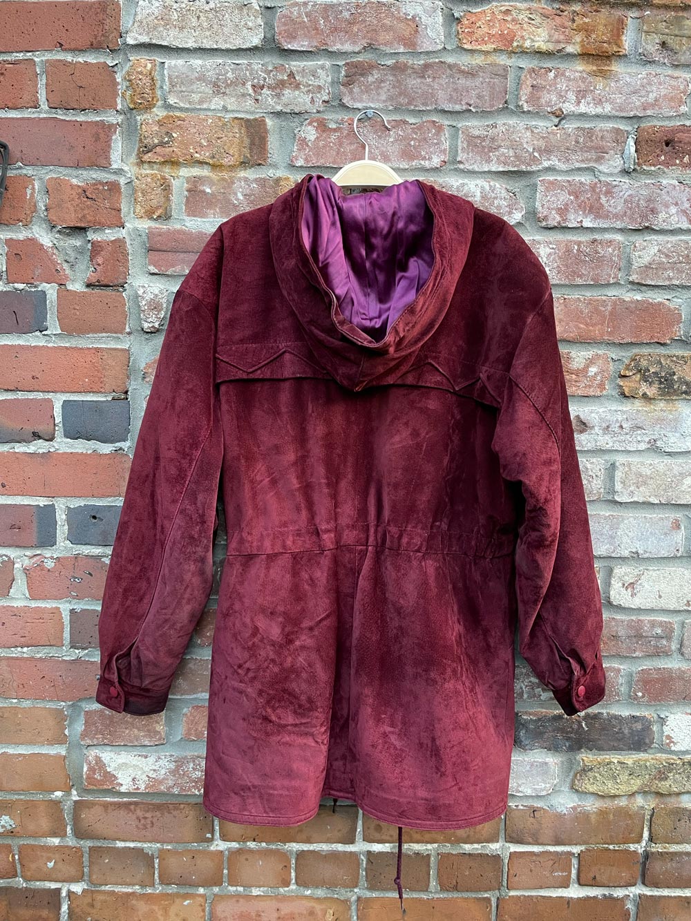 vintage 90s danier red suede drawstring jacket