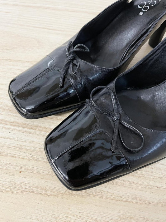 vintage 00s franco sarto patent toe bow square toe slingback heels - good market thrift store