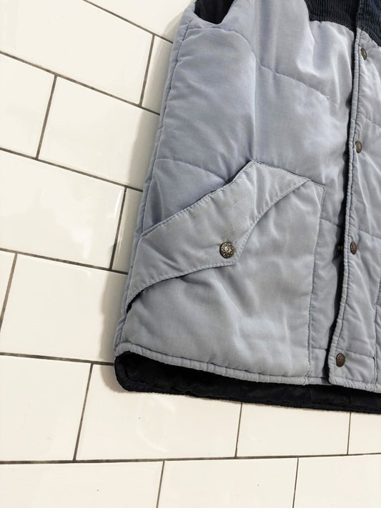 vintage 90s corduroy two - tone puffer vest - good market thrift store