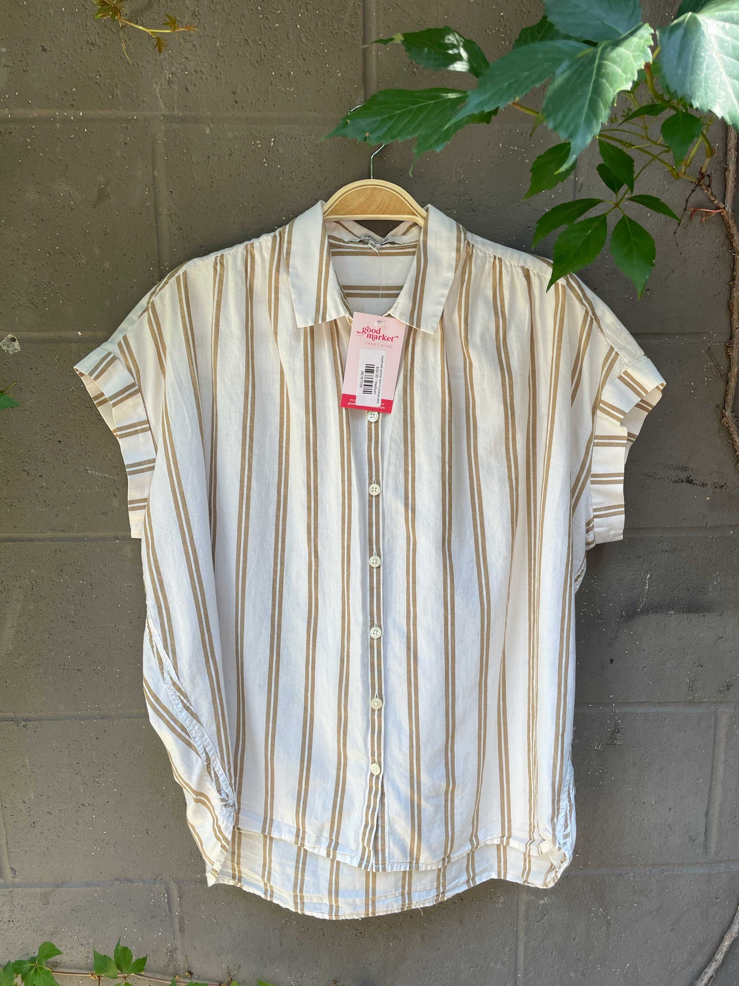 madewell central shirt in bronze stripe