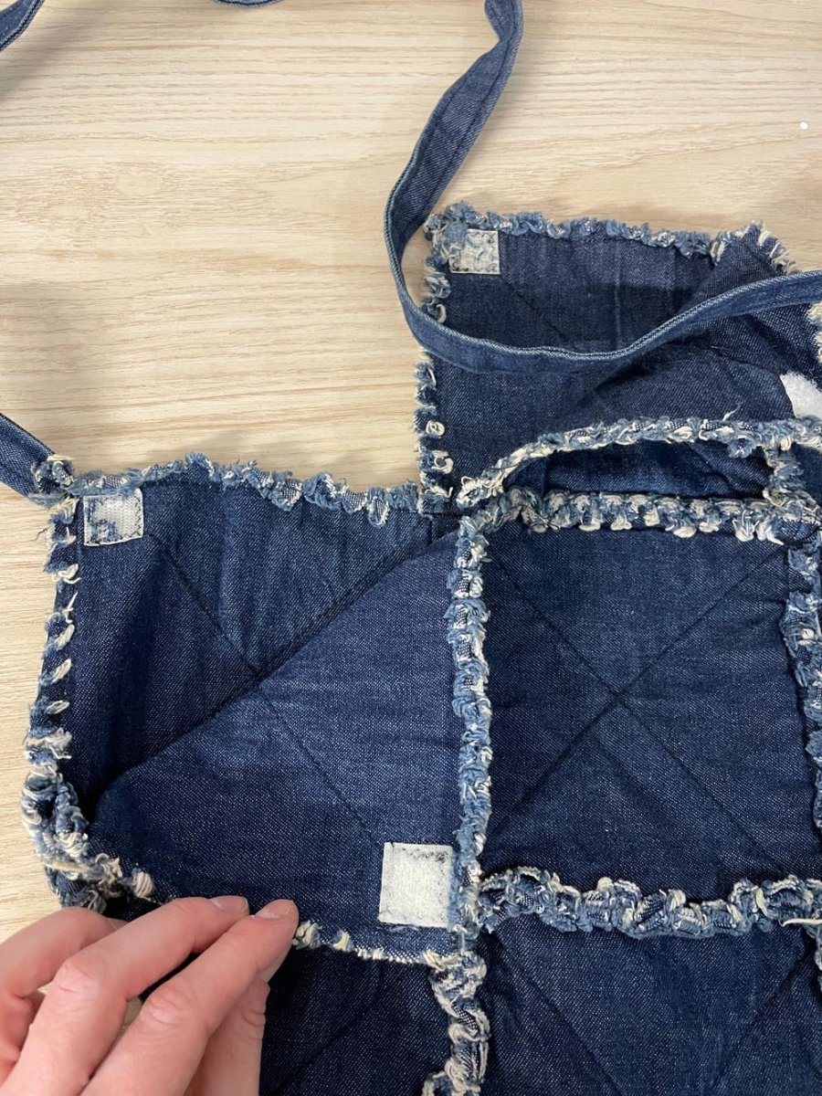 handmade quilted denim shoulder tote - good market thrift store