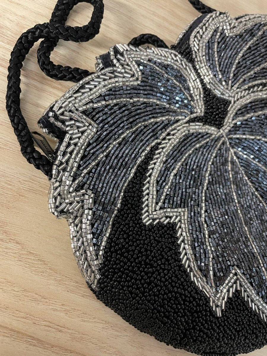 vintage beaded leaf evening shoulder bag - good market thrift store