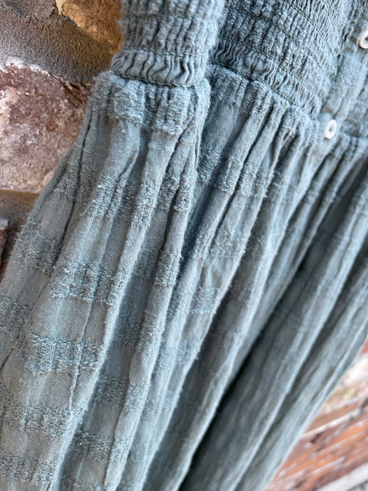 aerie smocked button down midi dress