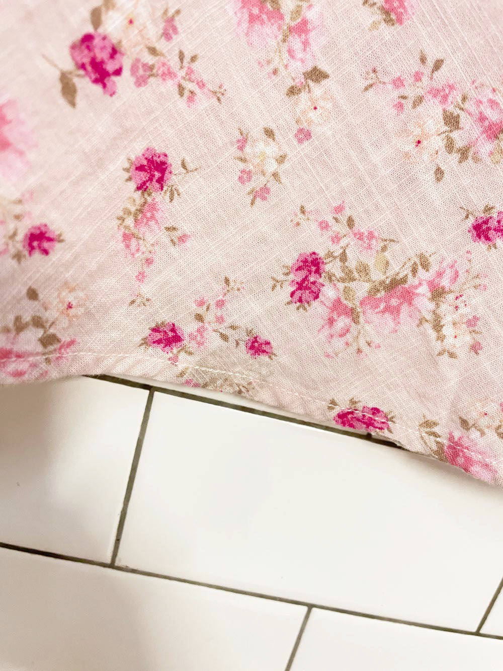 pink rose cotton micro floral maxi skirt