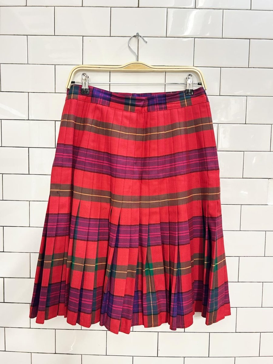 vintage 90s peter nygard wool tartan pleated skirt - good market thrift store