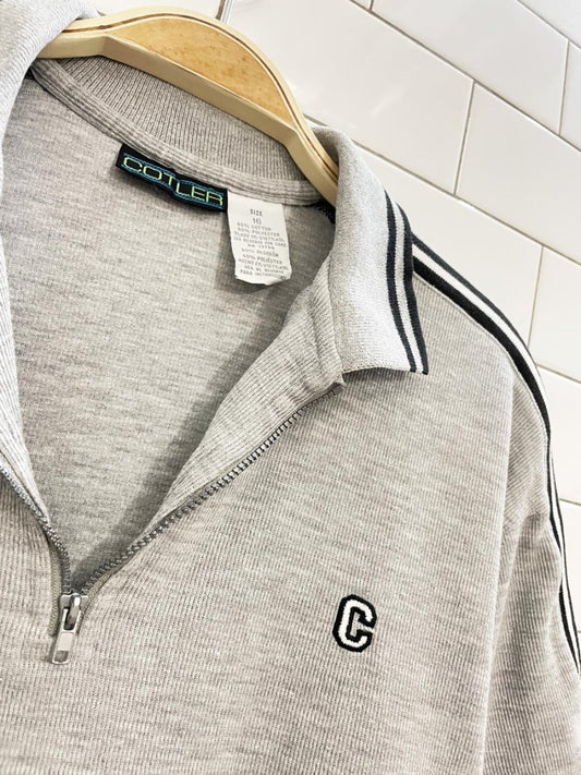 vintage 90s cotler letterblock ribbed zip polo - good market thrift store